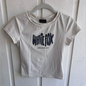 White Fox Archive 6.0 Cream Graphic Crop Top